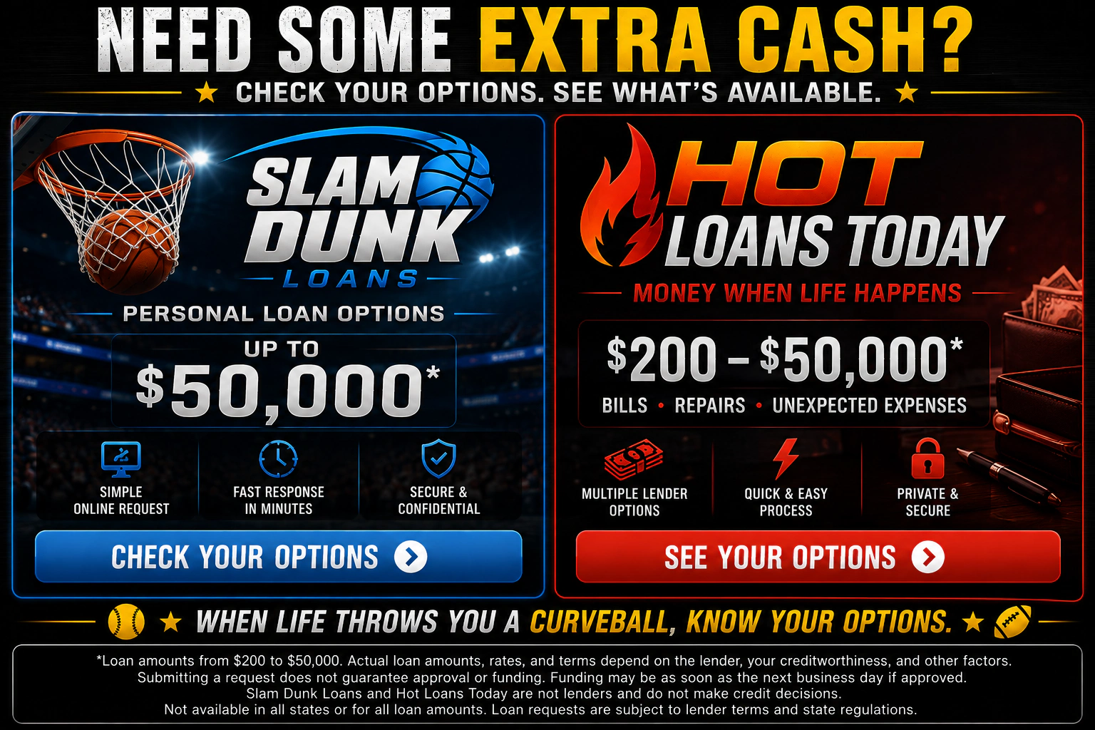 Need Some Extra Cash — Slam Dunk Loans and Hot Loans Today