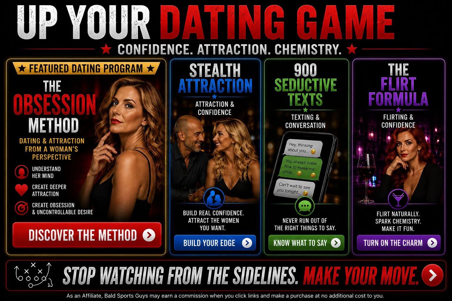 Up Your Dating Game — The Obsession Method, Stealth Attraction, 900 Seductive Texts and The Flirt Formula