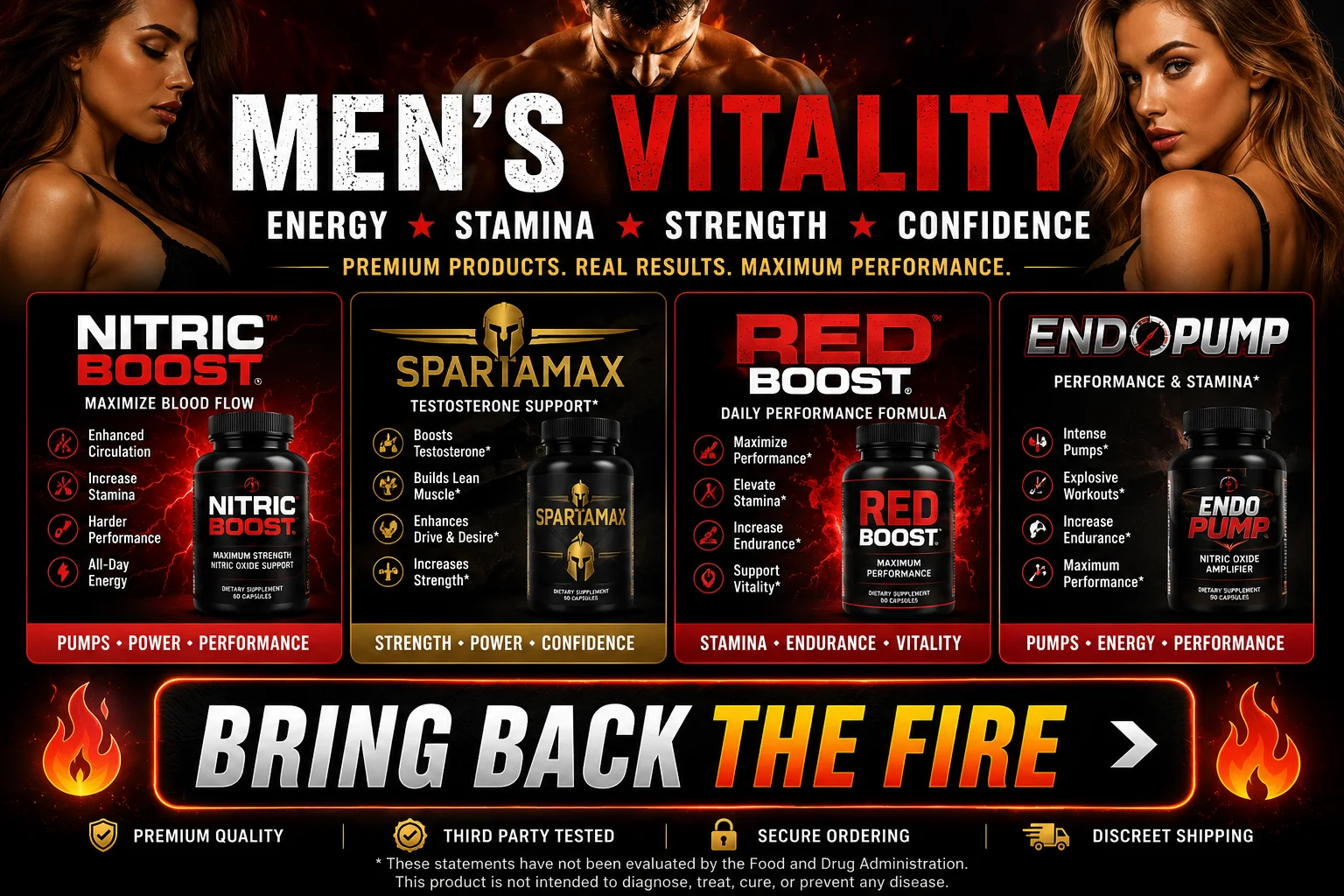 Men's Vitality — Nitric Boost, SpartaMax, Red Boost and EndoPump